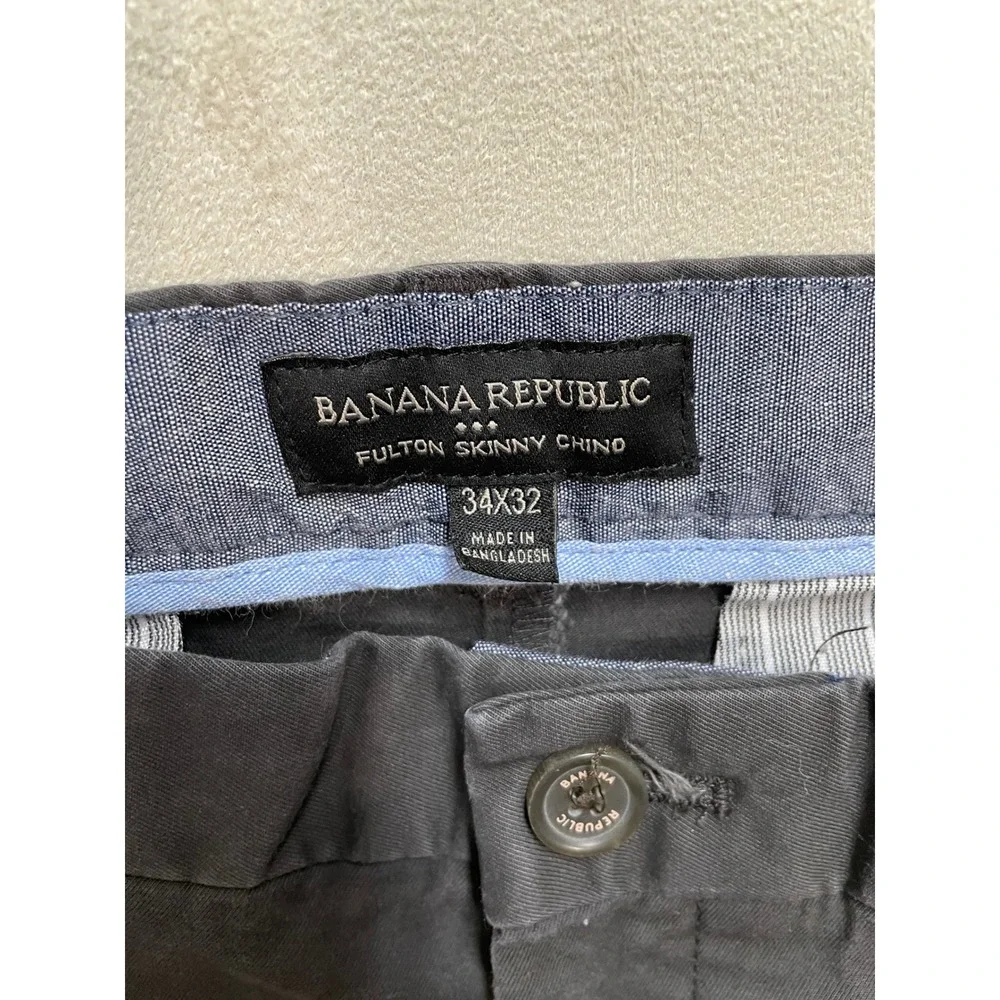 Banana Republic Fulton Skinny Chino Pants Mens 34x32 Dark Gray Stretch Cotton